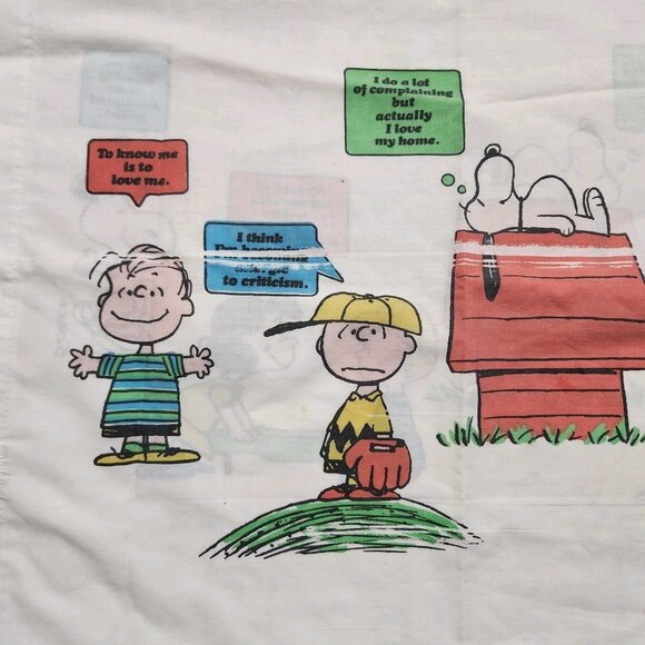 Vintage Set of 2 Peanuts Snoopy and Woodstock Hearts Pillow Case and Full Gang - Picture 7 of 15